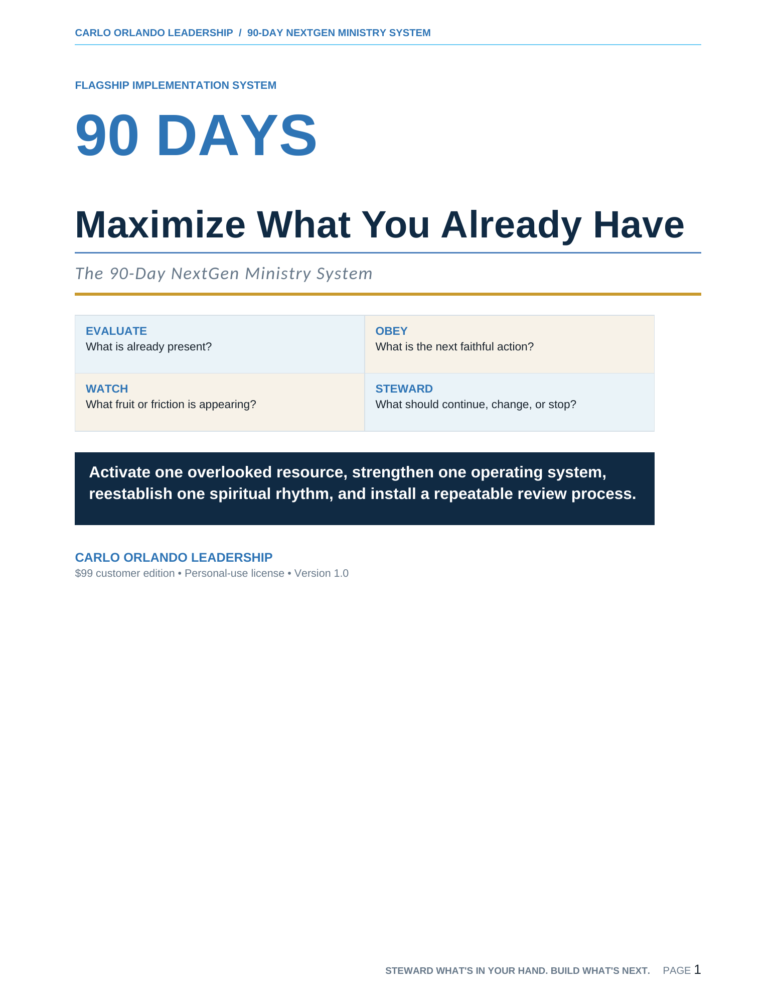 Maximize 90-Day NextGen Ministry System cover