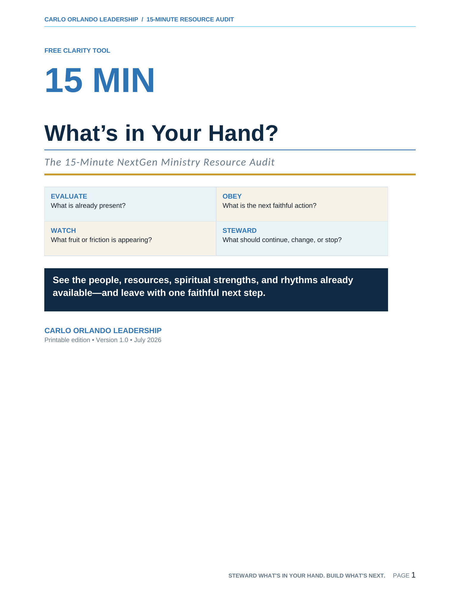 What’s in Your Hand? 15-Minute NextGen Resource Audit cover