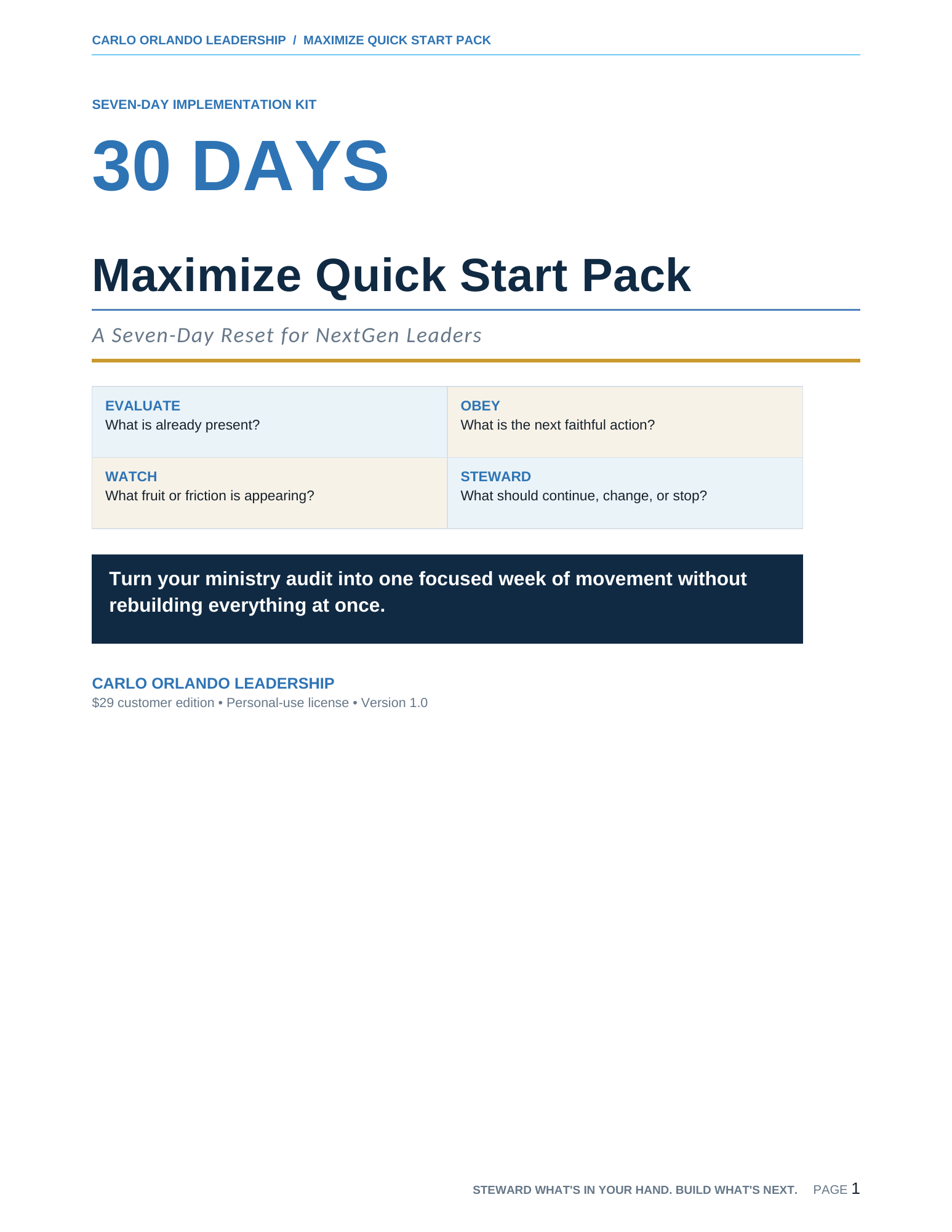 Maximize Quick Start cover